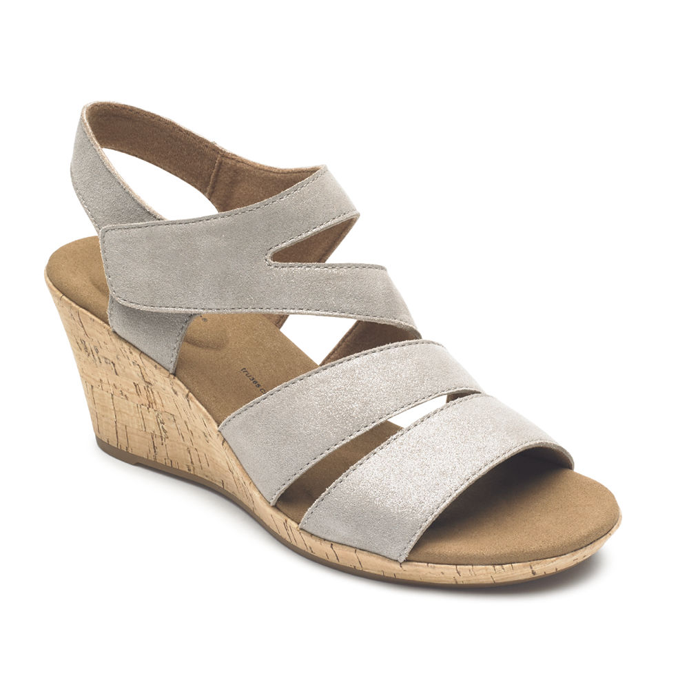 Rockport Sandaler Dame Grå - Briah Strappy Wedge Comfort - ULFH83672